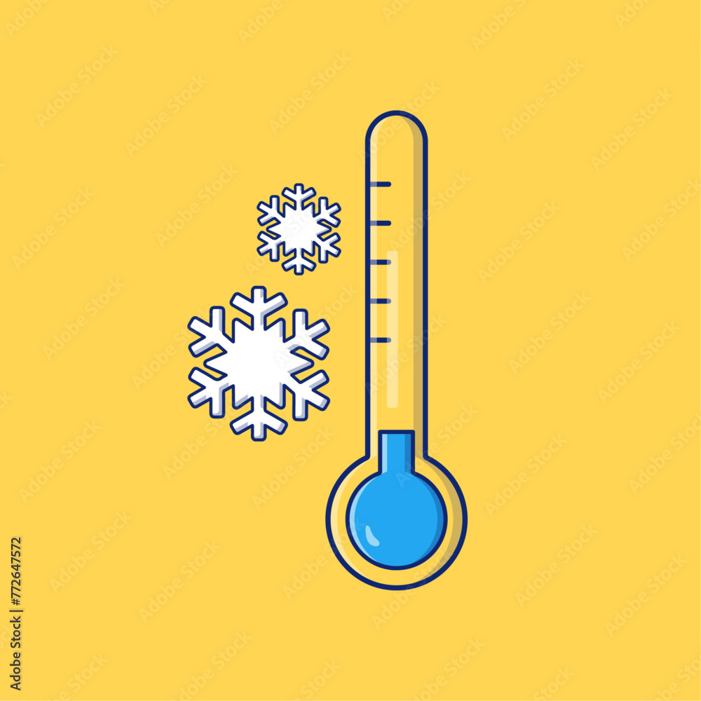 Cold thermometer with snow Cold thermometer with snow