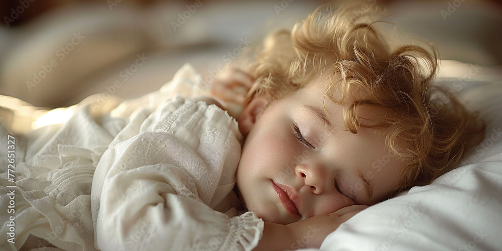 Baby Sleeping Serenely and Calmly in Crib Baby Sleeping Serenely and Calmly in Crib