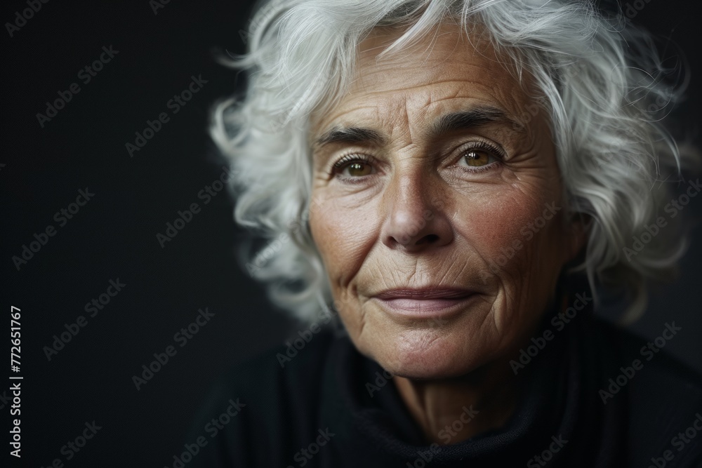 Portrait of a senior woman on dark background. Toned. Portrait of a senior woman on dark background. Toned.