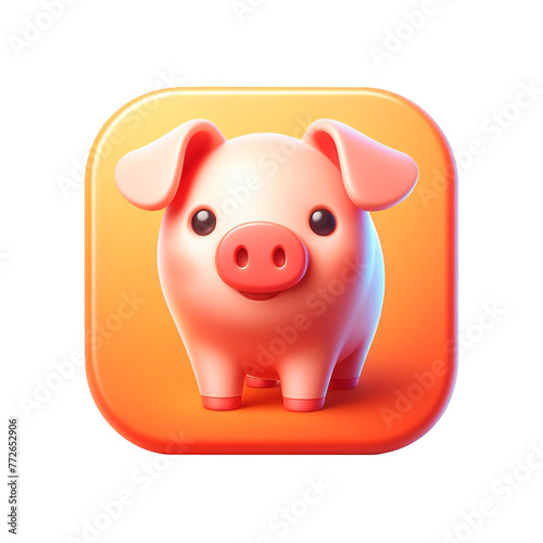 3D pink pig illustration.