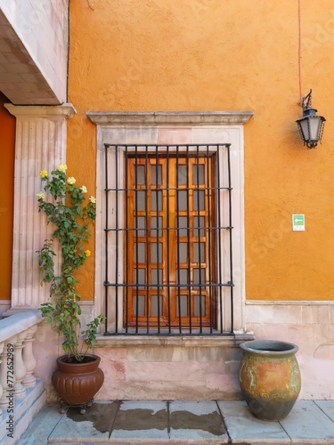 old colonial door in the town, mexico