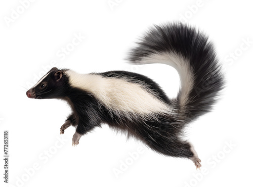 Skunk jumping pose on isolated background