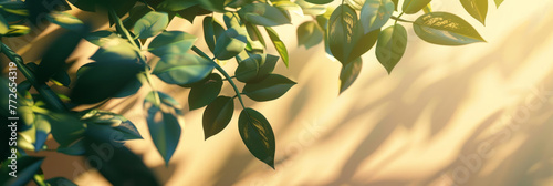 A backdrop of leaves and green plants casts shadows  creating an art form reminiscent of anime aesthetics in light yellow.