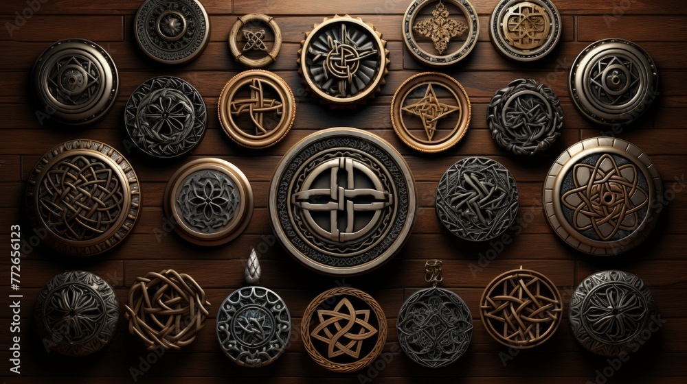 A collection of intricate Celtic knots and patterns