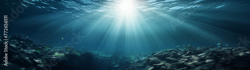 Underwater Solitude: Sunlight Shimmering through Sea Water
