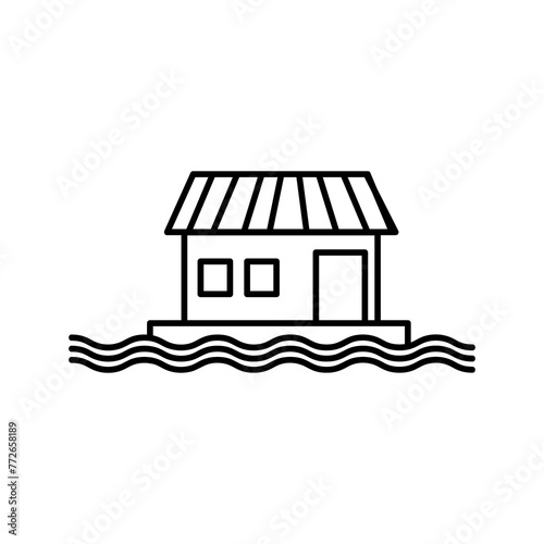 houseboat icon. vector flat liner illustration on white background..eps photo