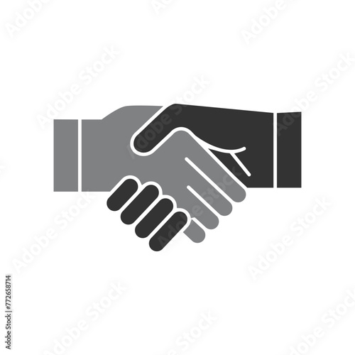 Handshake deal icon line design template isolated