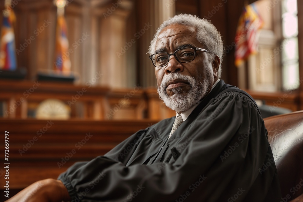 Dignified Judge in Courtroom Dignified Judge in Courtroom