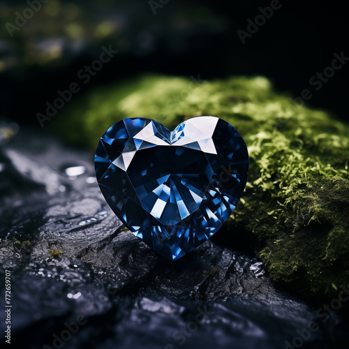 Sapphire cut style heart- Dark Blue diamond
