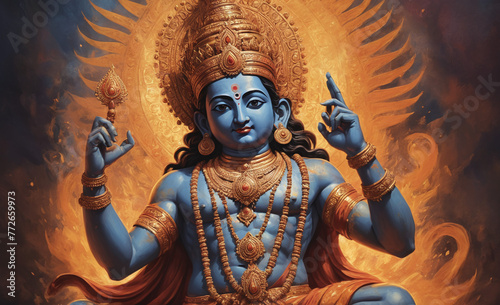 Hindu god modern art paiting   detailed