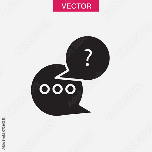 Q and A vector icon, Questions and answers symbol, flat black illustration on white background..eps