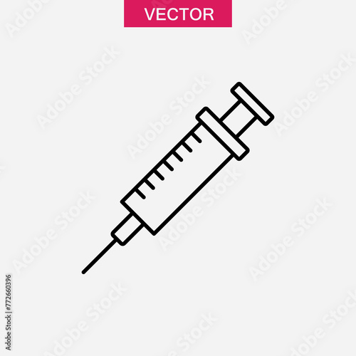 Syringe, injection icon vector, flat simple black injection illustration on white background..eps