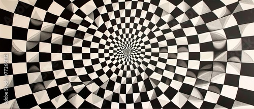 An optical illusion created with geometric patterns challenging the viewers perception