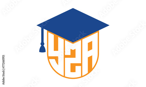 YZA initial letter academic logo design vector template. school college logo, university logo, graduation cap logo, institute logo, educational logo, library logo, teaching logo, book shop, varsity