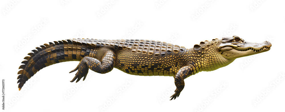 Fototapeta premium Swimming crocodile on isolated background