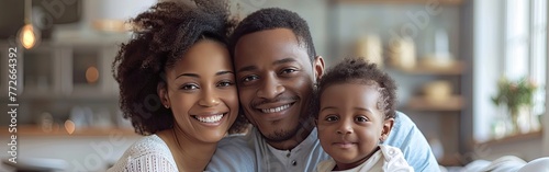 Happy Family Time: Smiling Parents with Children Relaxing at Home