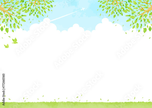 緑豊かな風景イラスト