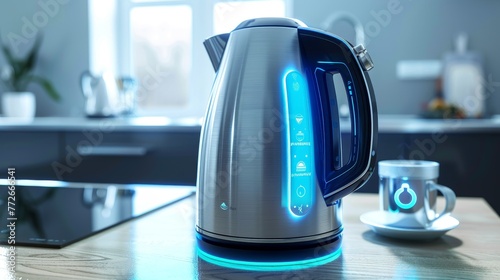 Smart Kettles Kettles that can be controlled remotely, futuristic background