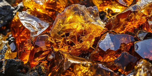 Beautiful bright red-yellow amber background. Luxury texture. Sun stone with bubble. Petrified resin of ancient fossil trees. Material for jewelers. Natural mineral. Digging. amber. Overflow colors