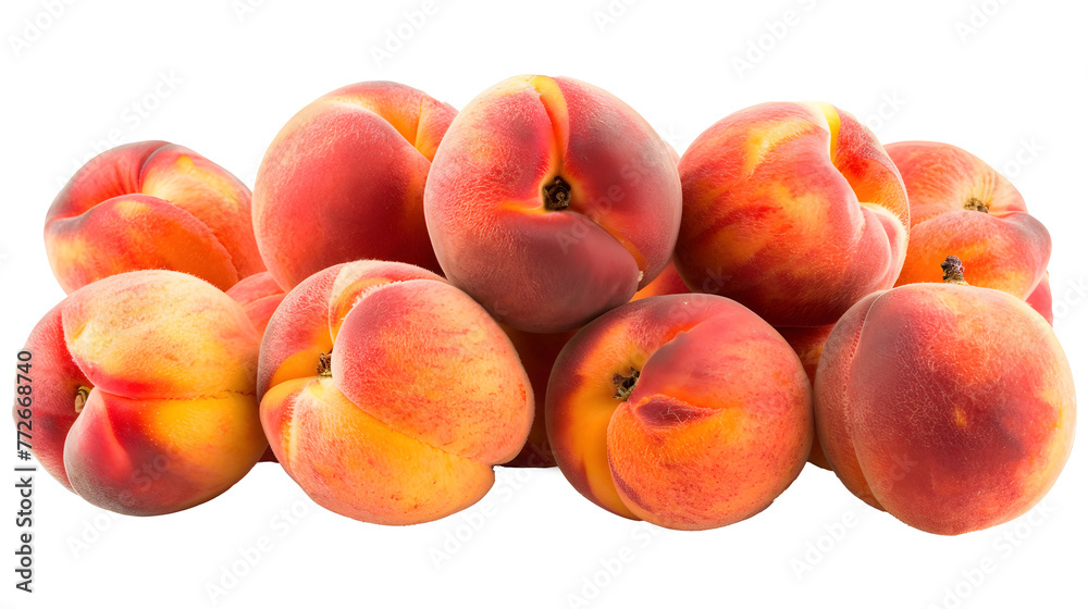 Cluster Of Ripe and Aromatic Peaches, Their Fuzzy Skins Glowing with Hues of Orange and Pink, Promising Sweetness with Every Bite Cluster Of Ripe and Aromatic Peaches, Their Fuzzy Skins Glowing with Hues of Orange and Pink, Promising Sweetness with Every Bite