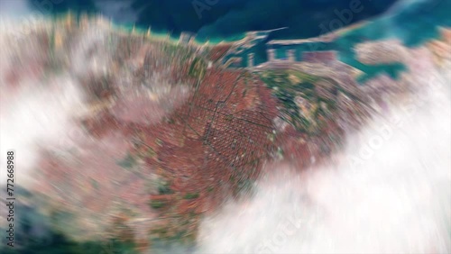 Earth Zoom on Barcelona City - Spain