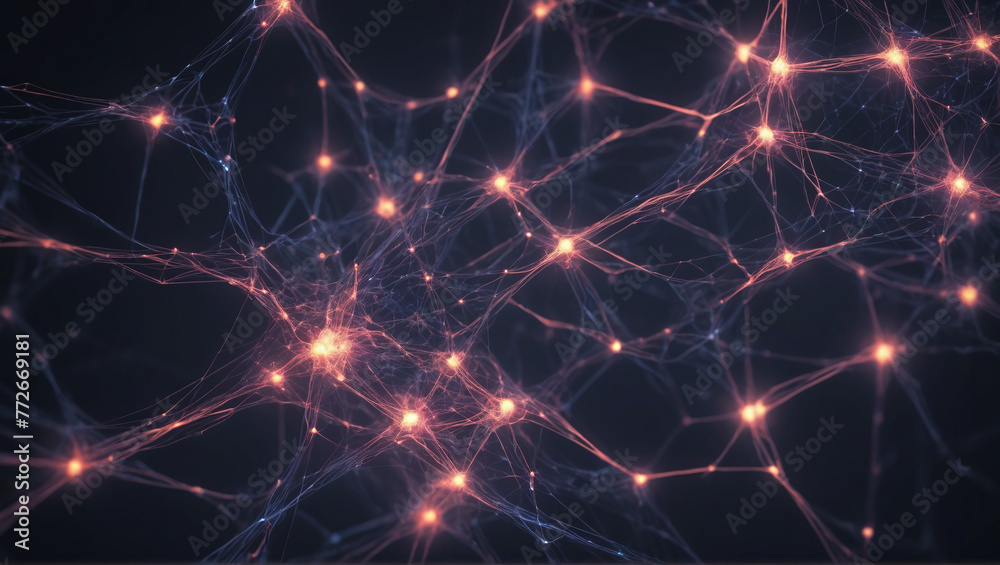 Vibrant abstract network of lights offering a futuristic feel. Abstract neural network concept with glowing nodes and connections detailed Vibrant abstract network of lights offering a futuristic feel. Abstract neural network concept with glowing nodes and connections detailed