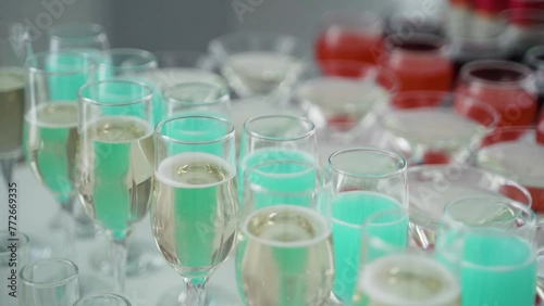 Close up view of Candy Bar Wedding, candy buffet at a wedding move camera