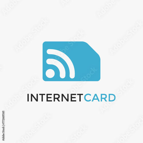 Internet wave signal and simcard logo icon vector template on white background