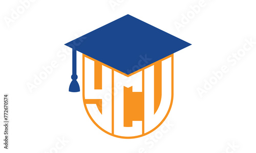 YCV initial letter academic logo design vector template. school college logo, university logo, graduation cap logo, institute logo, educational logo, library logo, teaching logo, book shop, varsity