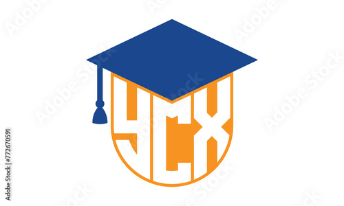 YCX initial letter academic logo design vector template. school college logo, university logo, graduation cap logo, institute logo, educational logo, library logo, teaching logo, book shop, varsity