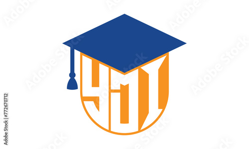 YDI initial letter academic logo design vector template. school college logo, university logo, graduation cap logo, institute logo, educational logo, library logo, teaching logo, book shop, varsity