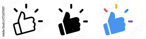 Like and love icon button. Thumbs up  flat icon with lines , Social media notification icons. emoji post reactions set. favorite icon. Vector illustration