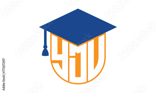 YDV initial letter academic logo design vector template. school college logo, university logo, graduation cap logo, institute logo, educational logo, library logo, teaching logo, book shop, varsity