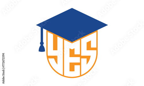 YES initial letter academic logo design vector template. school college logo, university logo, graduation cap logo, institute logo, educational logo, library logo, teaching logo, book shop, varsity