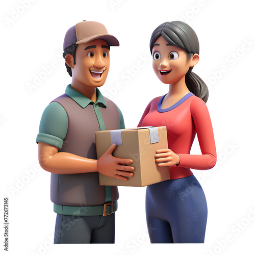 A man and a woman are holding a box