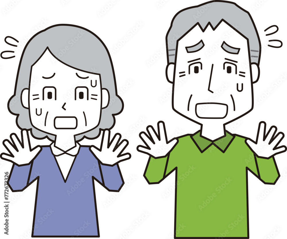 不安な高齢男女 不安な高齢男女