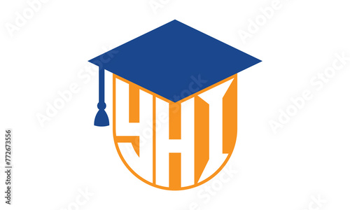 YHI initial letter academic logo design vector template. school college logo, university logo, graduation cap logo, institute logo, educational logo, library logo, teaching logo, book shop, varsity