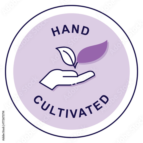 Artisanal Cultivation: Hand Cultivated. Vector Badge Icon.