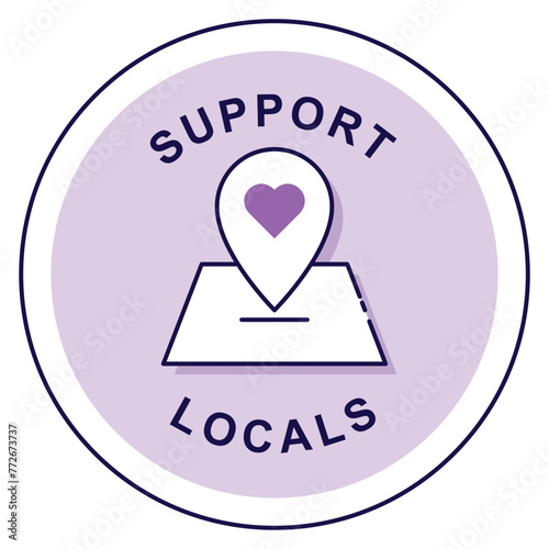 Community Connection: Locally Sourced. Vector Badge Icon.