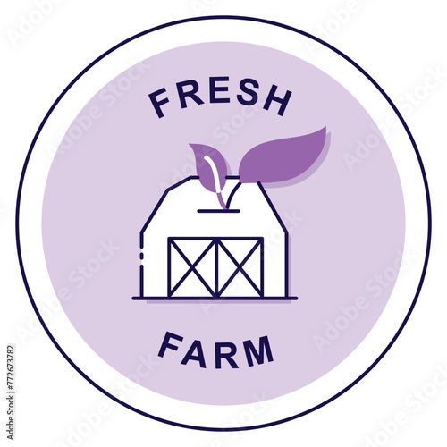 Farm-Fresh Delicacies: Fresh Farm. Vector Badge Icon.