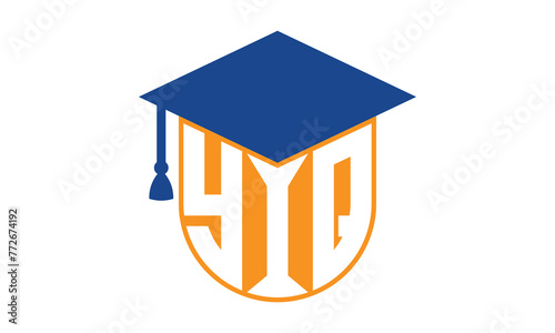 YIQ initial letter academic logo design vector template. school college logo, university logo, graduation cap logo, institute logo, educational logo, library logo, teaching logo, book shop, varsity