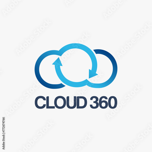 Cloud 360 degree logo icon vector template on white background