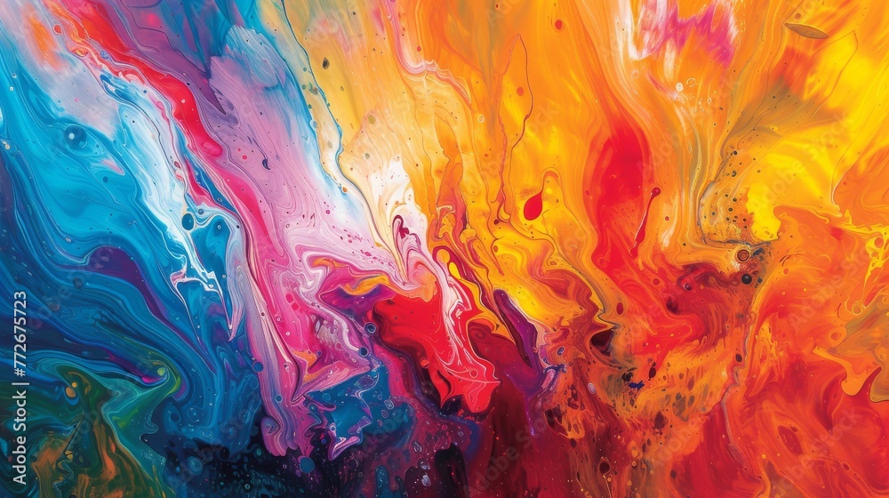 Abstract Expression: Diving into the Vibrant World of the Artistic Explosion, with Colorful Paint Swirls Breathing Life onto Modern Canvas, Infusing Each Stroke with Texture and Depth.