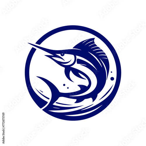 Marlin fishing logo vector illustration. Marlin vector logo