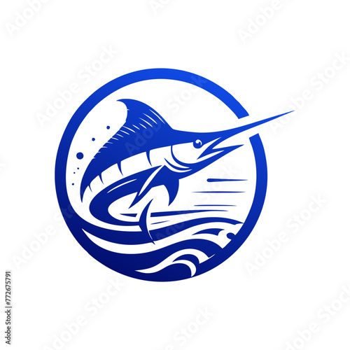 Marlin fishing logo vector illustration. Marlin vector logo
