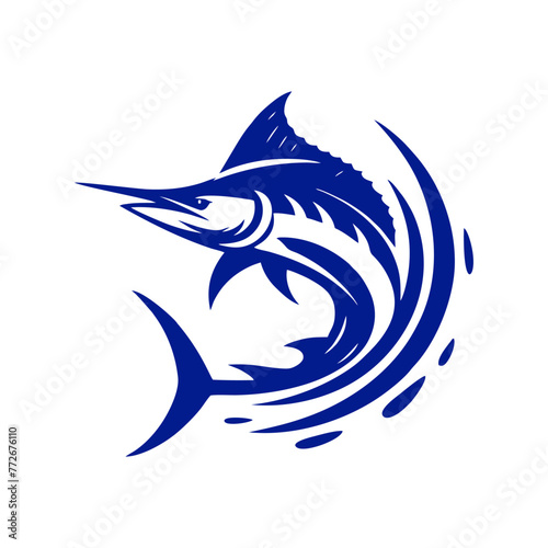 Marlin fishing logo vector illustration. Marlin vector logo