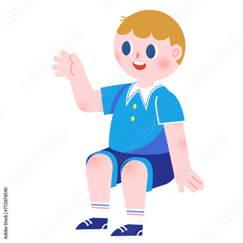 Pupil sitting and raising his hand