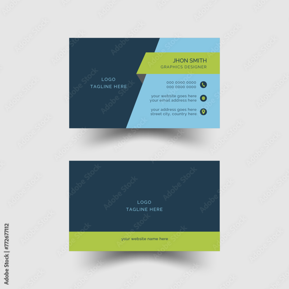 Modern presentation card with company logo. Vector business card template. Visiting card for business and personal use. Vector illustration design. Flat design vector abstract creative - Vector Double