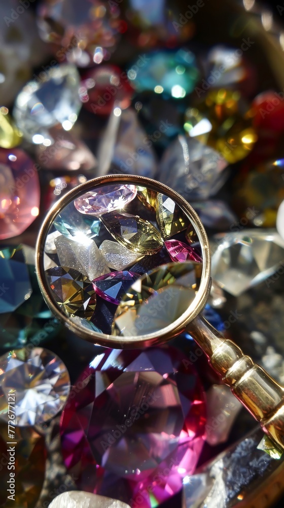 Closeup of a lapidary workshops array of shiny colorful gems each awaiting its destiny to become part of a craftsmans ring collection