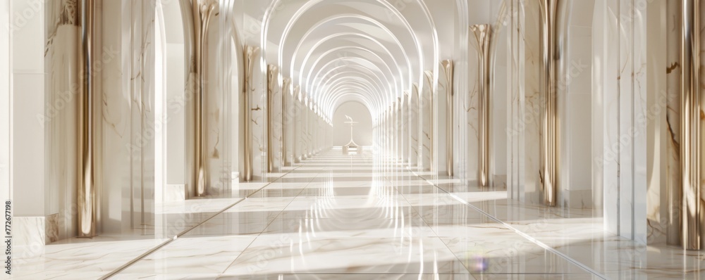 Sanctuary interior with minimalist marble columns a haven of peace Sanctuary interior with minimalist marble columns a haven of peace